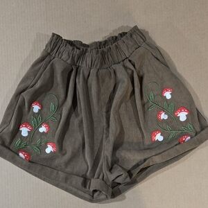 ROMWE Brown Embroidered High Waist Shorts